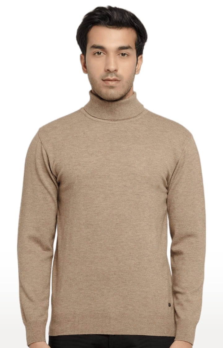 Status Quo | Men's Khaki Acrylic Solid Sweaters 0