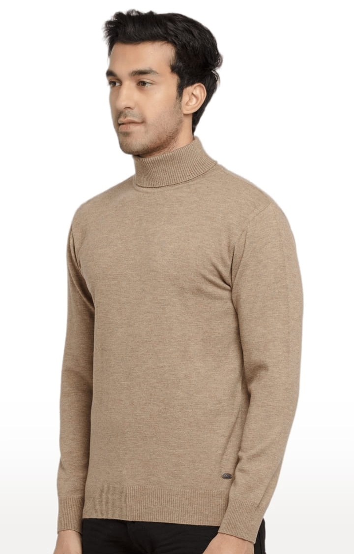 Status Quo | Men's Khaki Acrylic Solid Sweaters 1