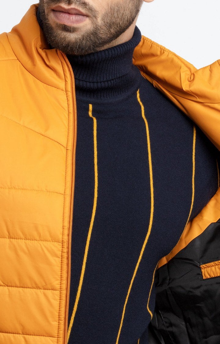 Men's Yellow Polyester Quilted Gilet