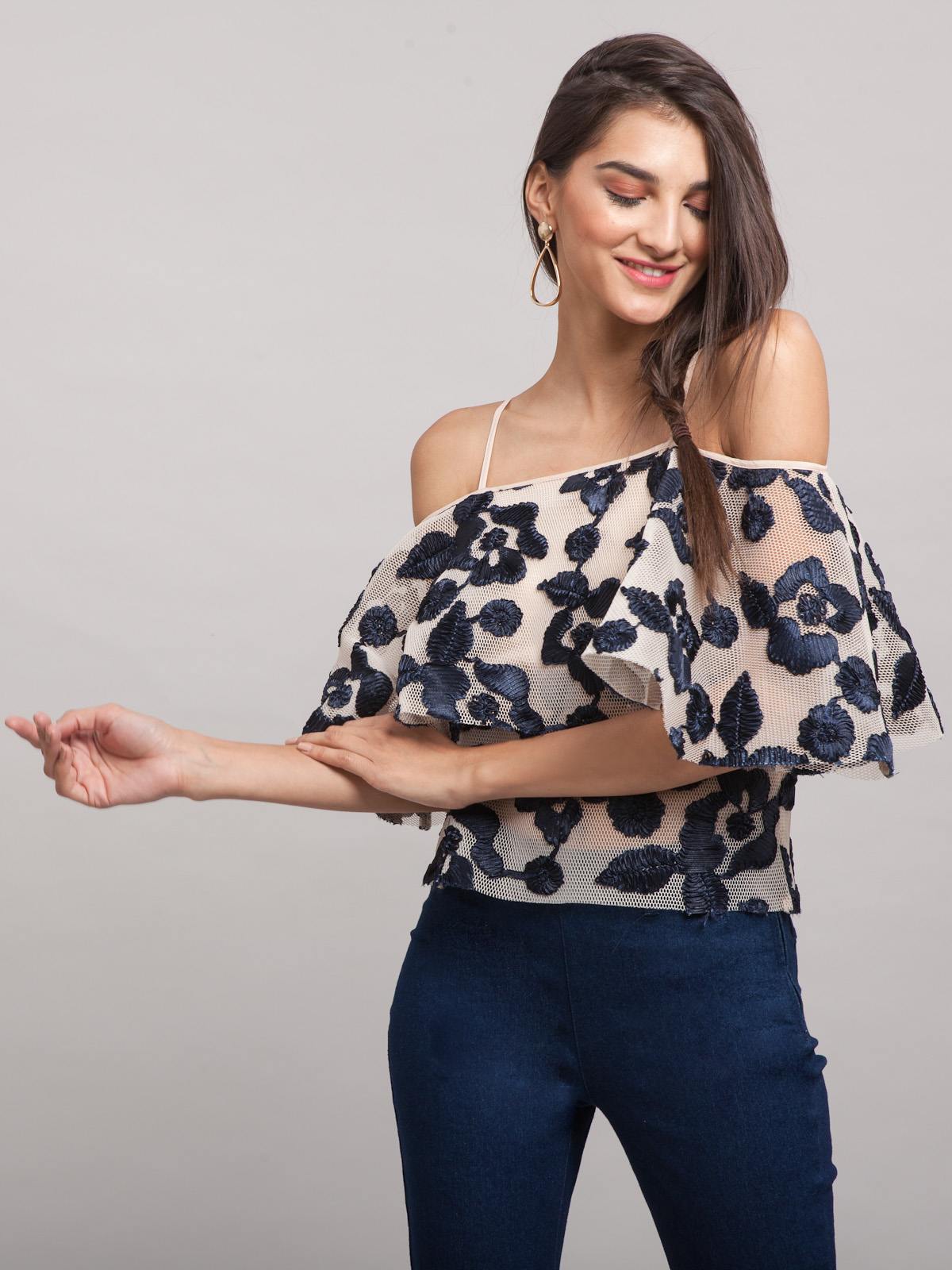 Cold Shoulder Cape Top