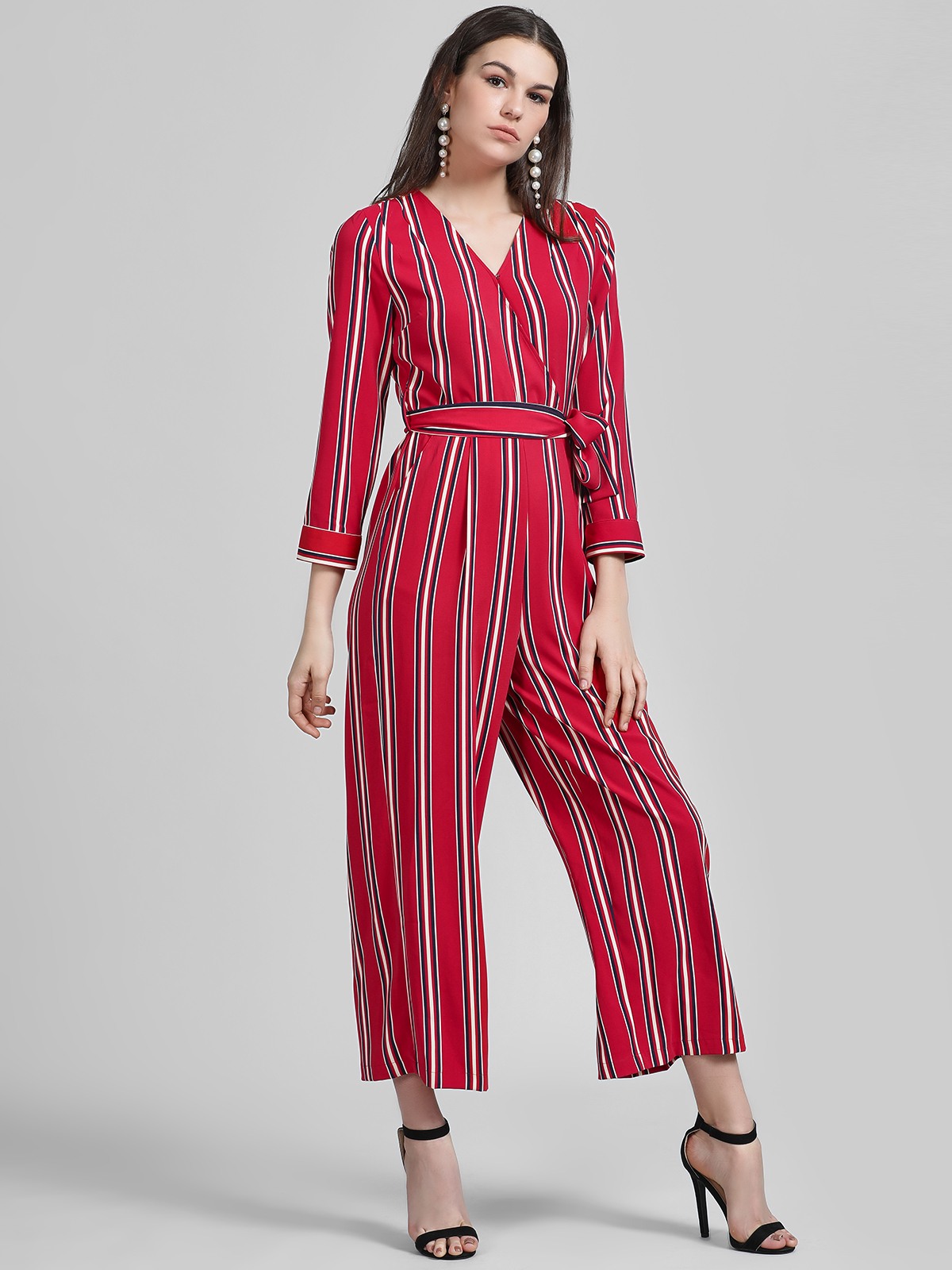 Deep red jumpsuit shop