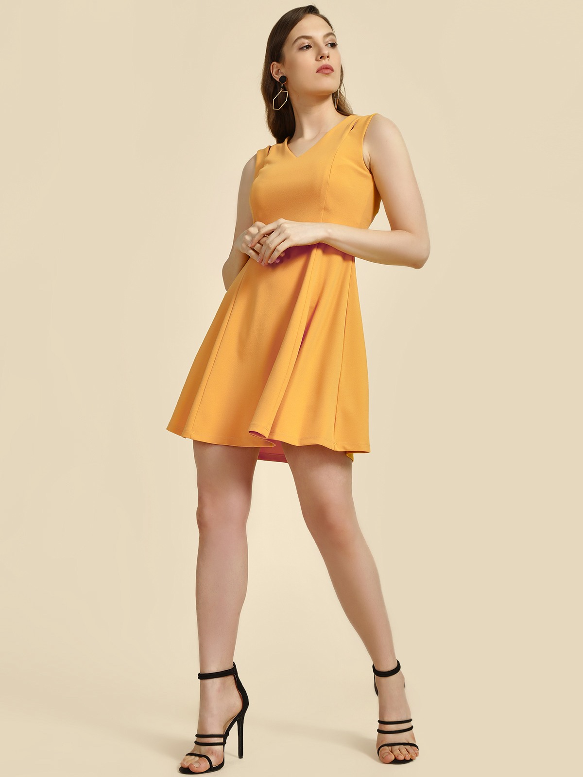 mustard skater dress 2FOR80K) MUSTARD DIAMOND CUT LACE SKATER DRESS