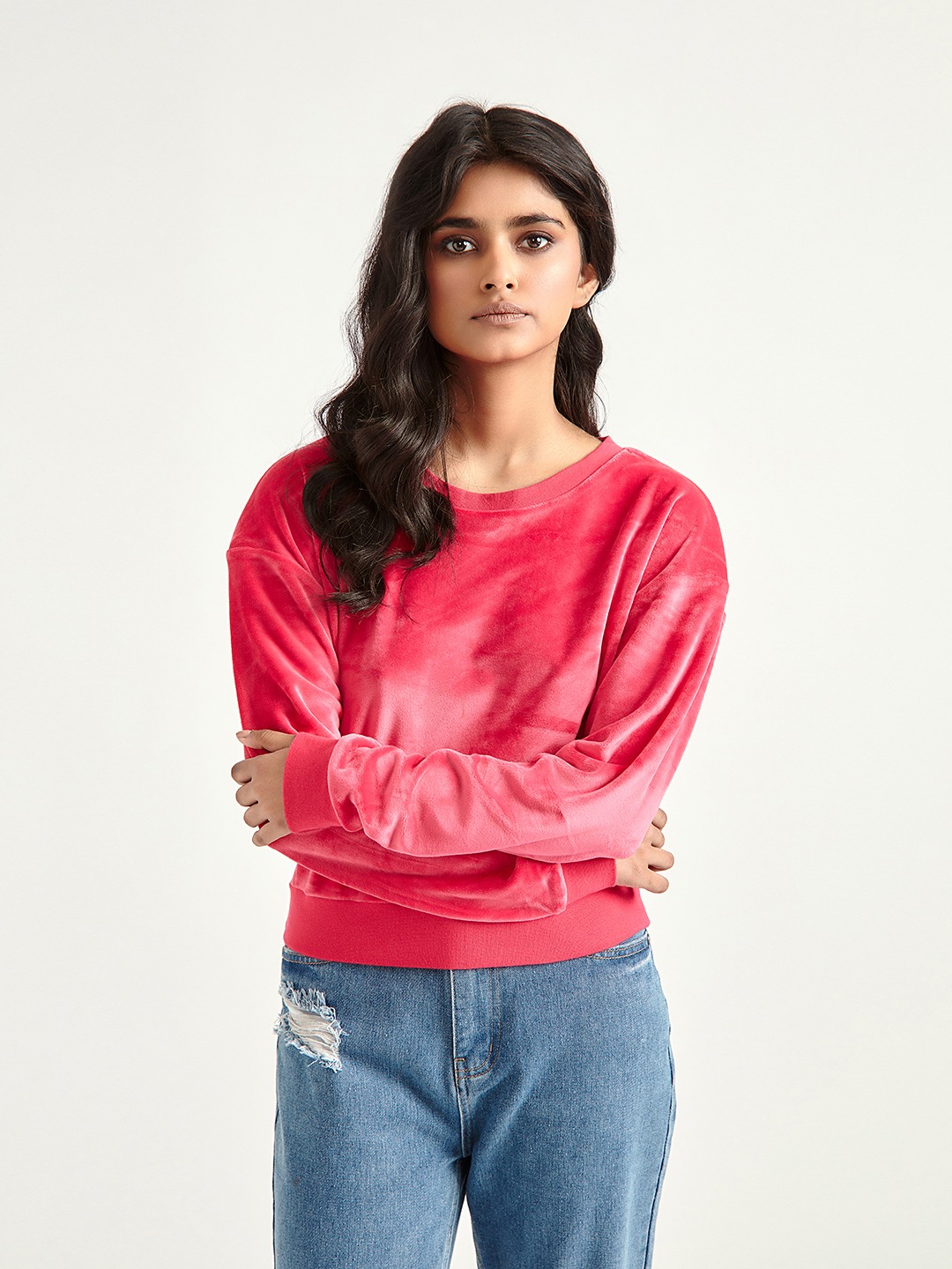 Pink velvet jumper top