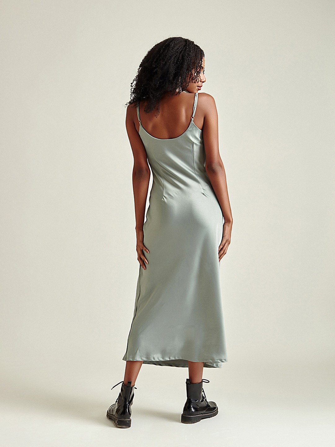 Moonlight Mirage Criss-Cross Back Maxi Dress Charcoal