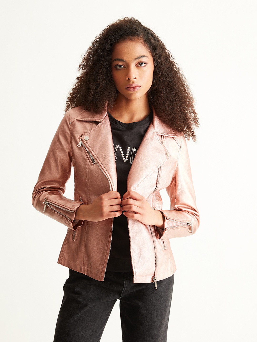 Rose gold shop biker jacket