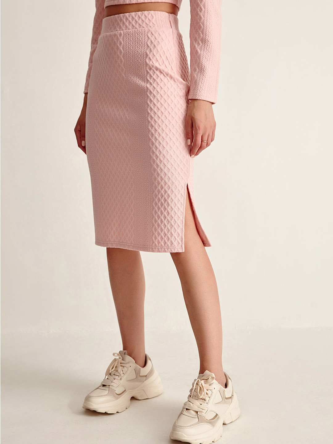 Pink Jacquard Knit Skirt