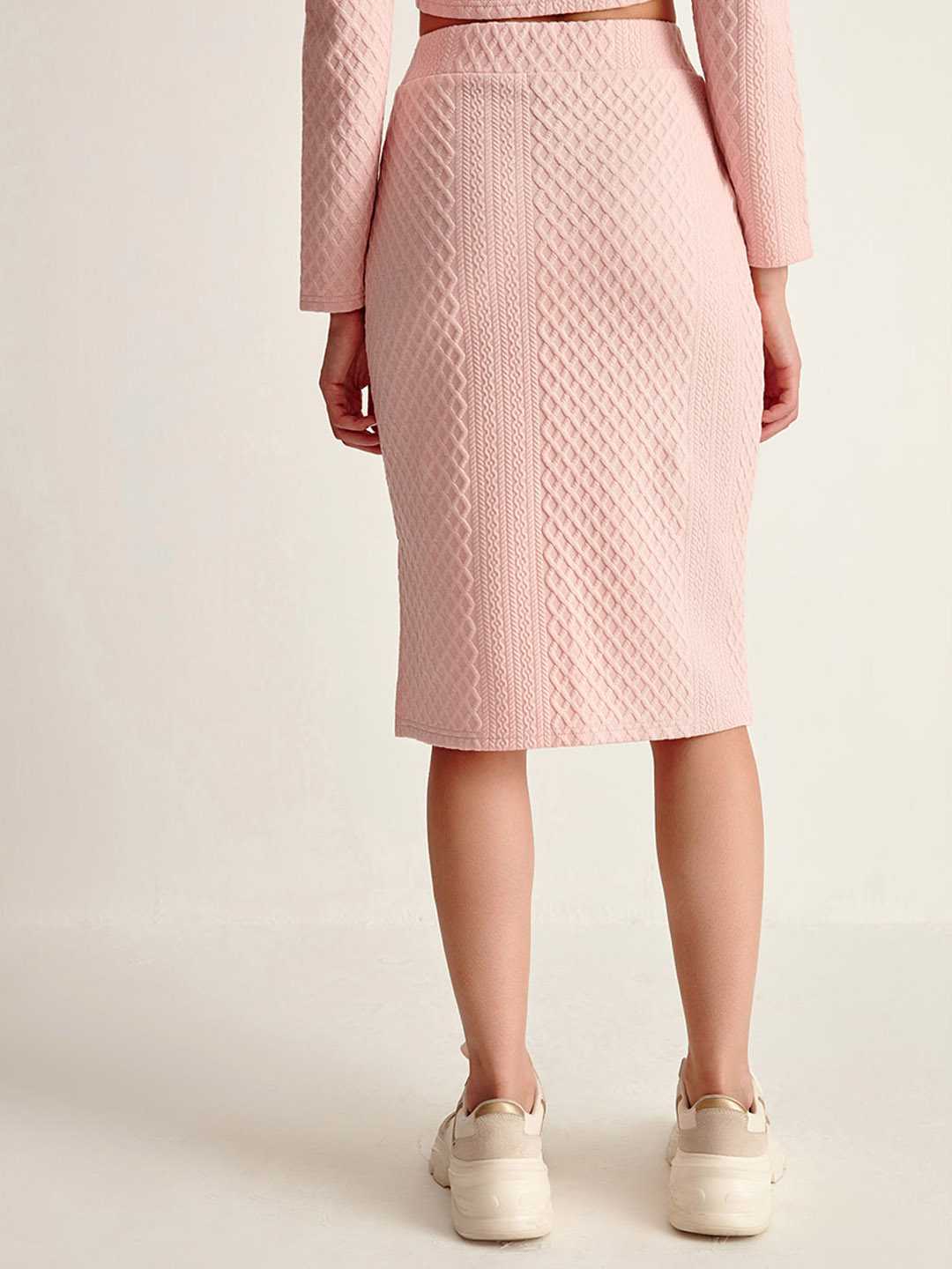 Pink Jacquard Knit Skirt