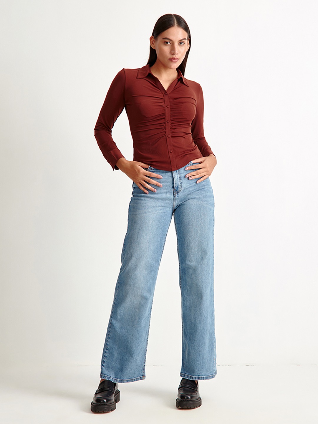 Cosmo Clothes Cosmo Brown Shirt