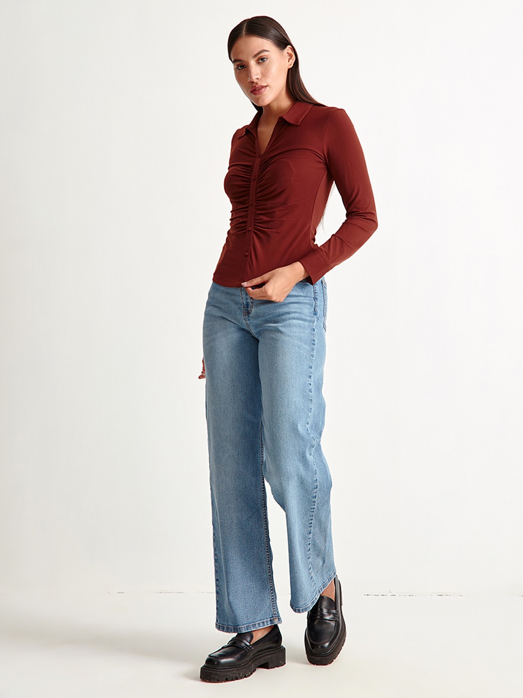 Cosmo Clothes Cosmo Brown Shirt