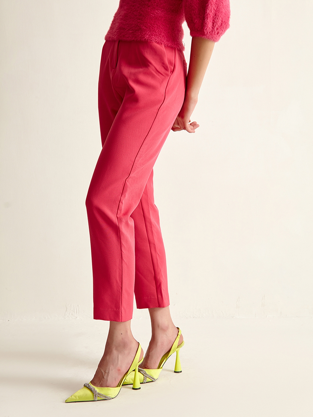 Anna Rose Pull On Cropped Trouser Red