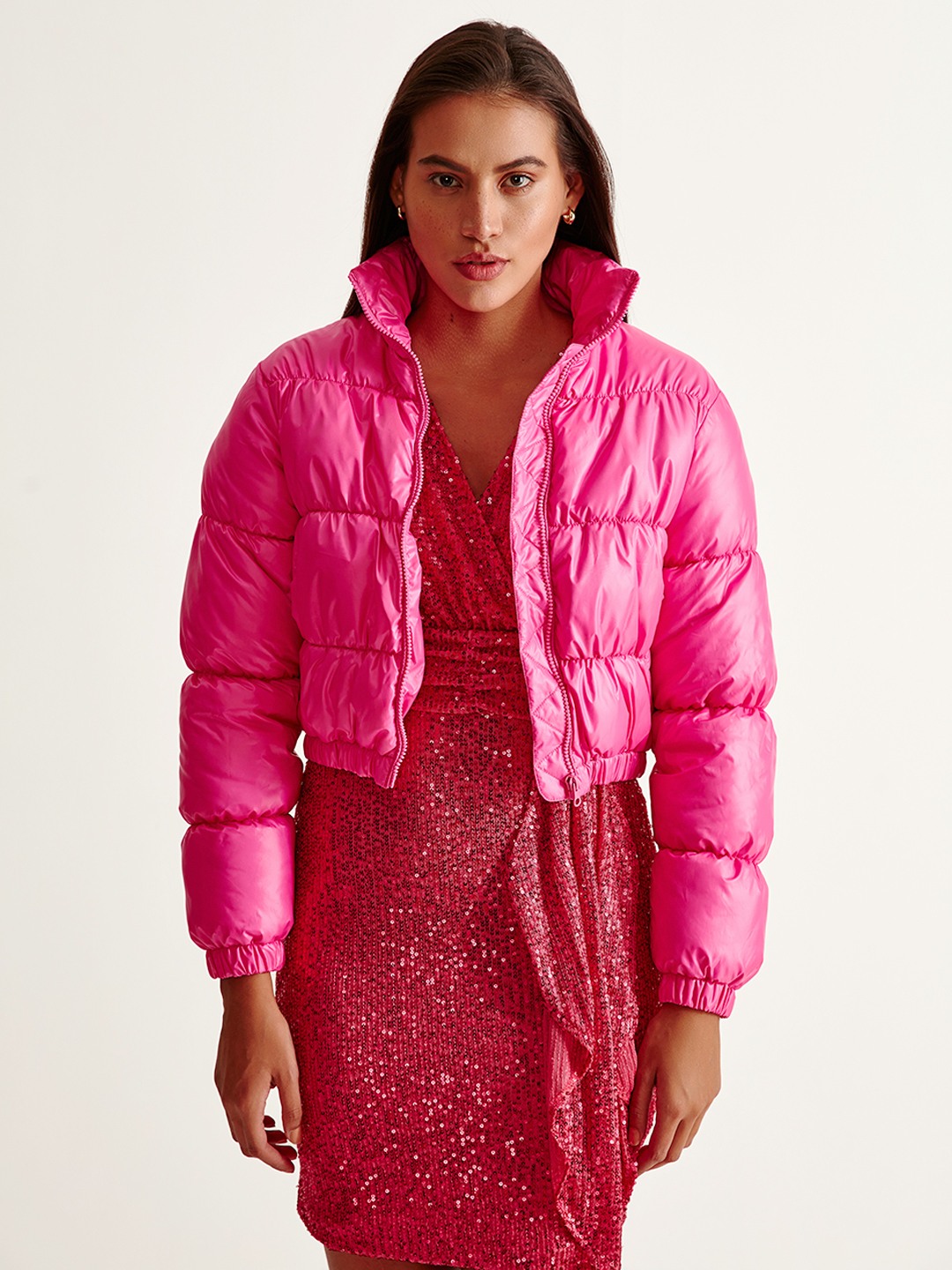 Fuchsia cropped jacket discount