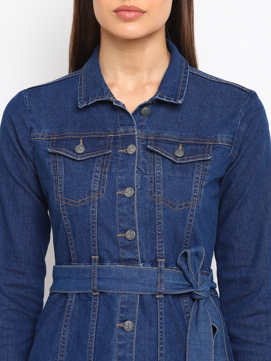 Denim Shirt Dresses for Womens Long Sleeve Loose Jean Dress Button Down  Casual Tunic Top Shift Dress (Blue,S) at Amazon Women's Clothing store