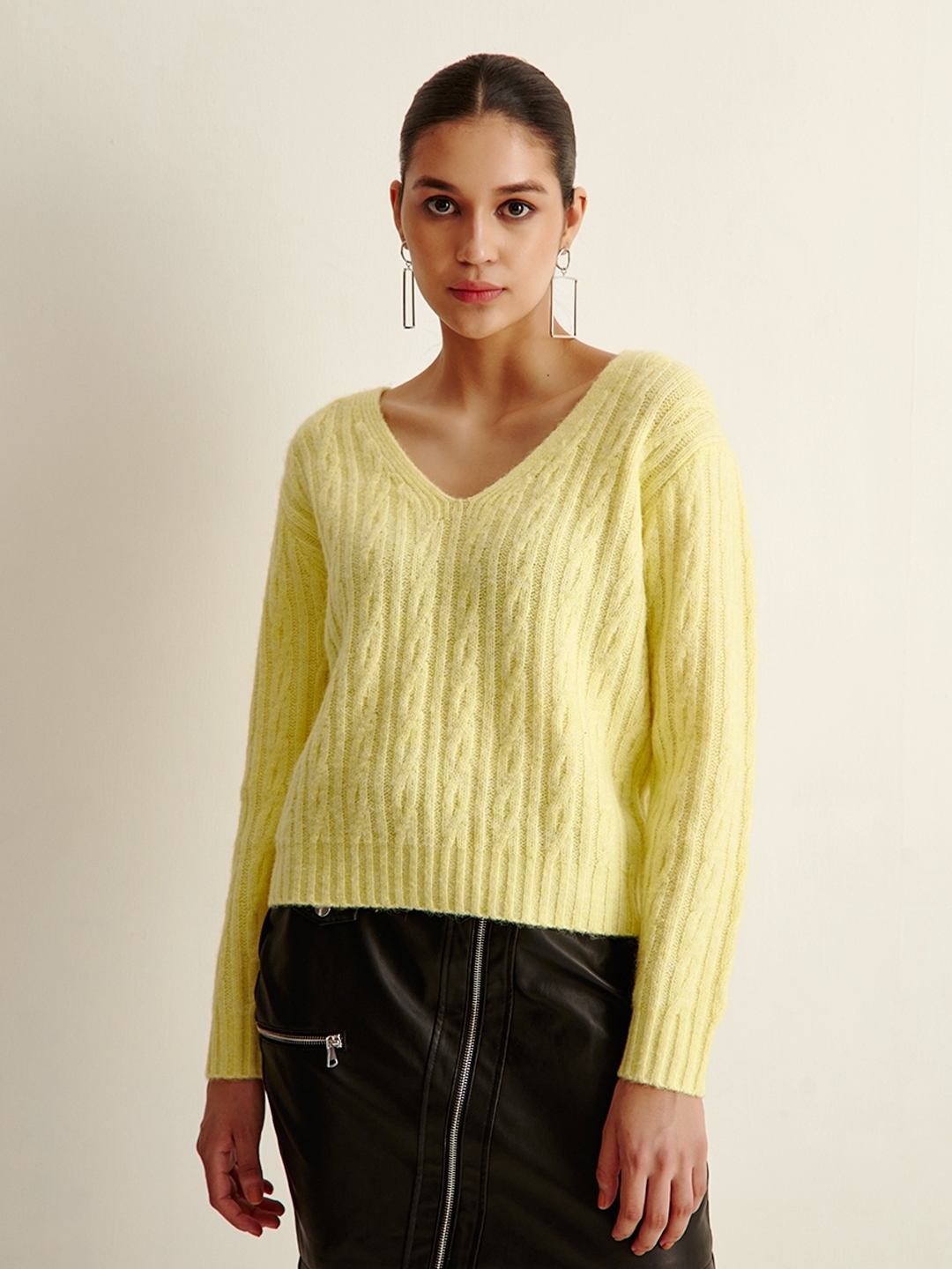 Yellow Cable Knit Sweater