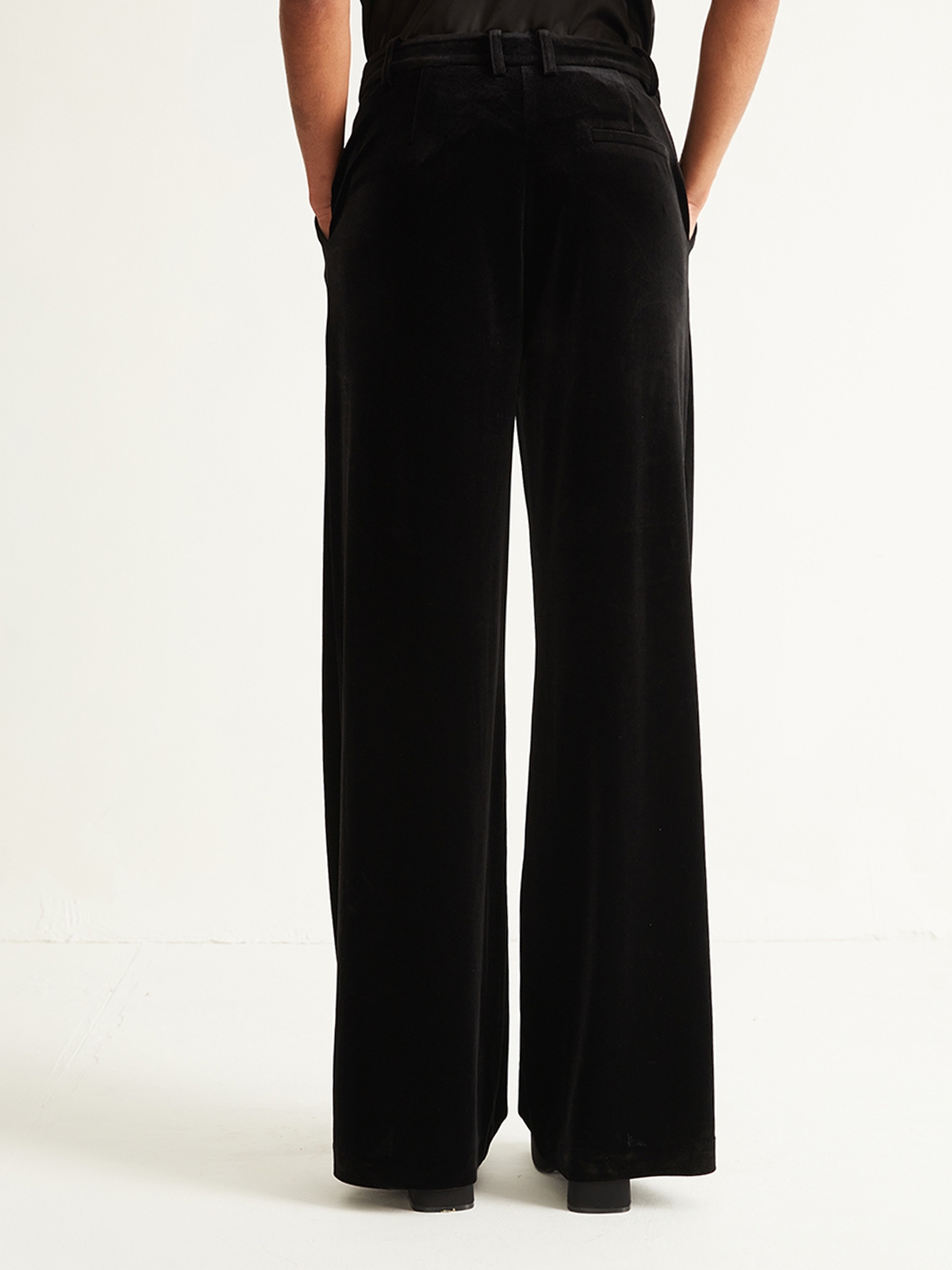 Buy SASSAFRAS Women Black Velvet Bell Bottom Trousers  Trousers for Women  6960349  Myntra