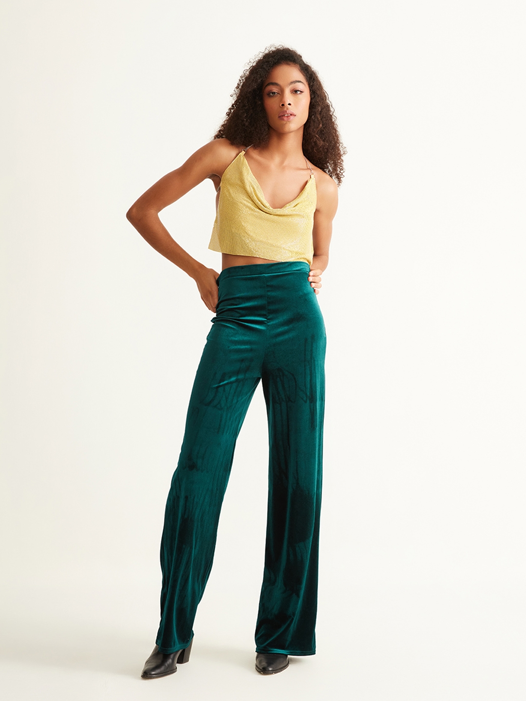 MIXT by Nykaa Fashion Blue High Waisted Shimmer Flared Pants Buy MIXT by  Nykaa Fashion Blue High Waisted Shimmer Flared Pants Online at Best Price  in India  Nykaa