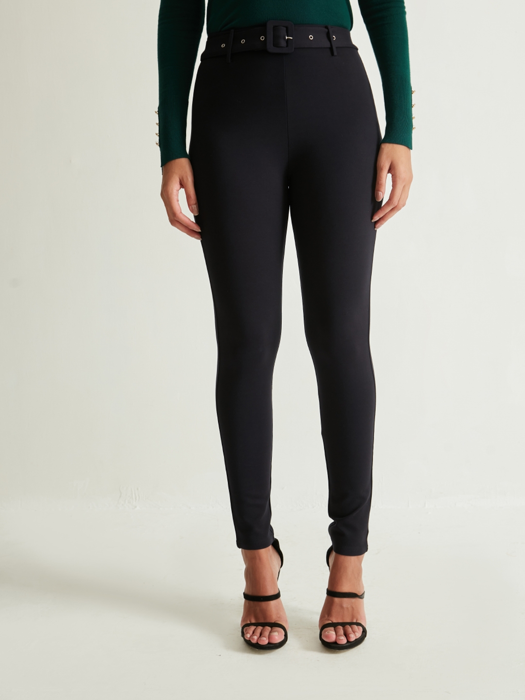 Buy Globus Black Self Pattern Trousers for Women Online @ Tata CLiQ