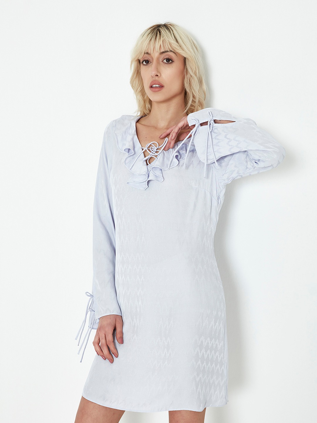 Jacquard Corset Mini Dress in Lilac