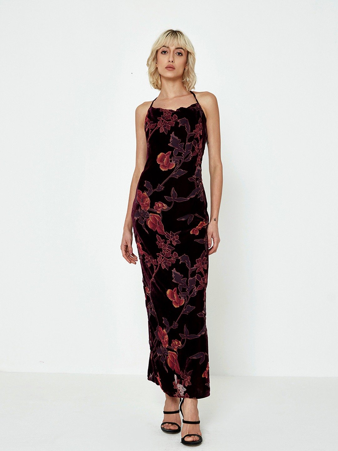 Burnt out top velvet dress