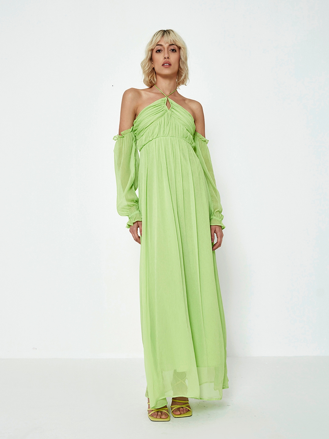Pleated maxi dress - Green - Ladies | H&M IN