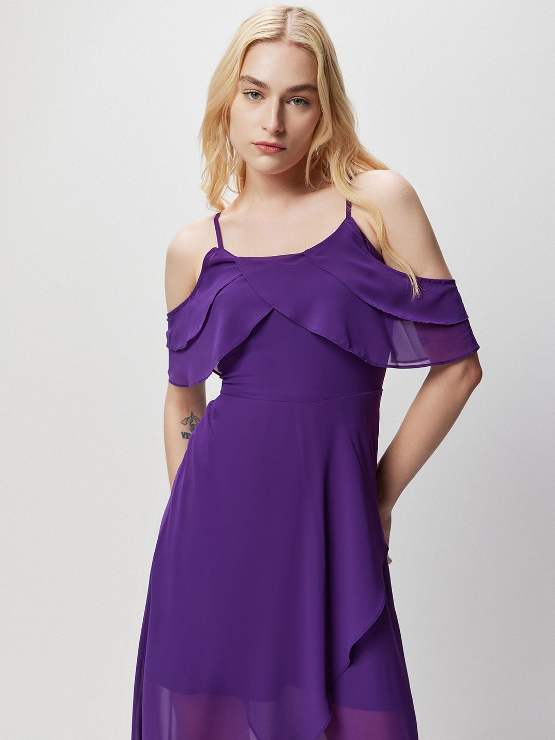 Purple Fit & Flare Strappy Dress