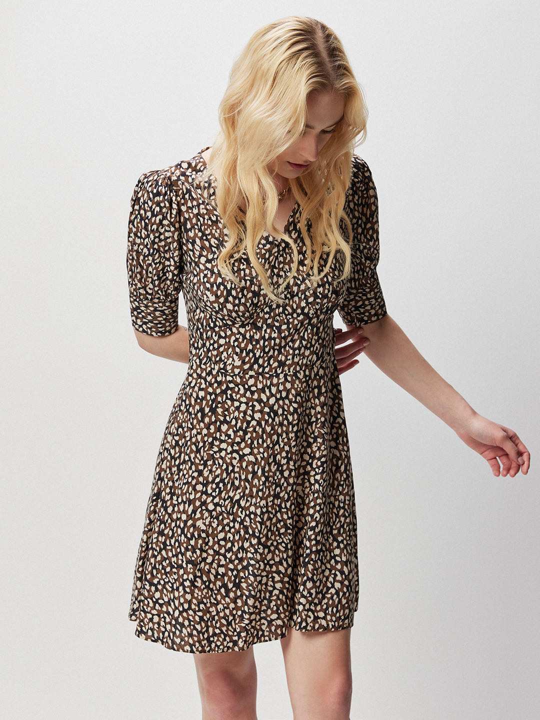 Leopard print skater hot sale dress
