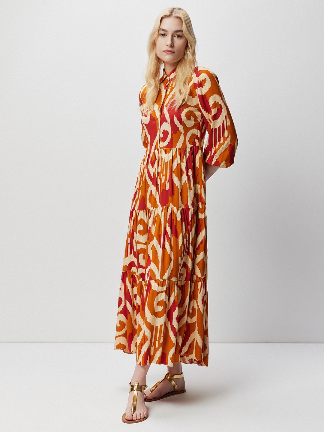 Orange Abstract Print Dress