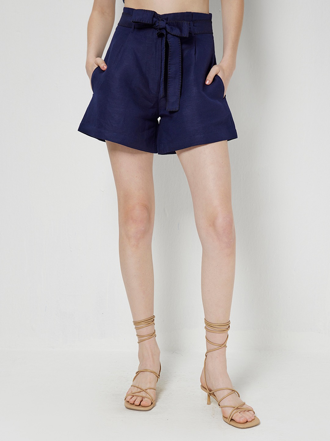 Navy Paper Bag Shorts