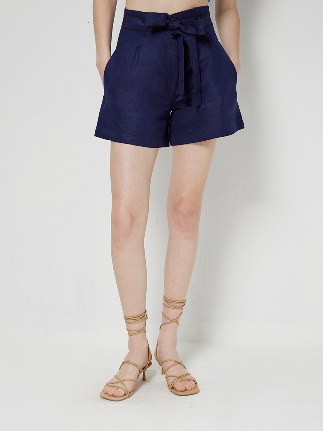 Navy Paper Bag Shorts
