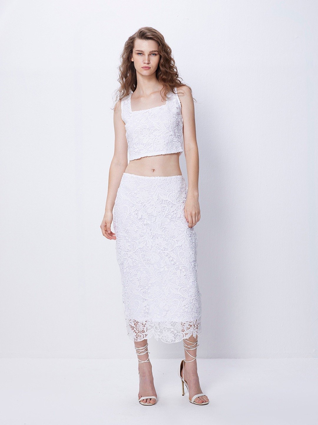 White midi skirt lace 2025