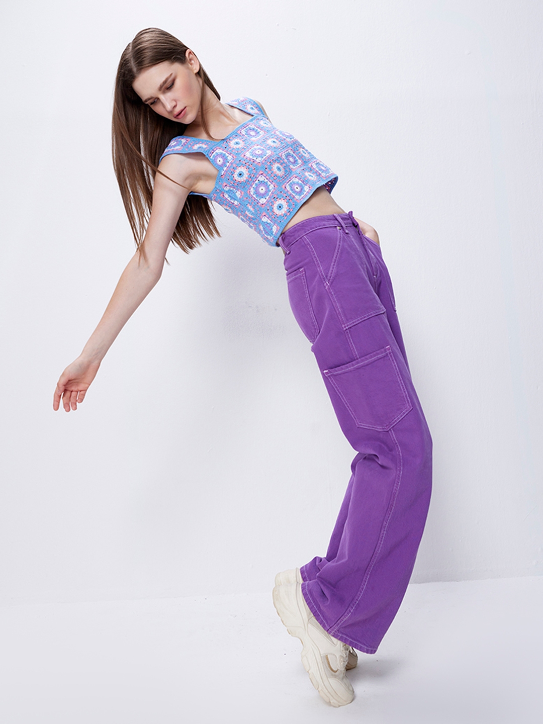 Cover Story | Purple Cargo Wide Leg Jeans