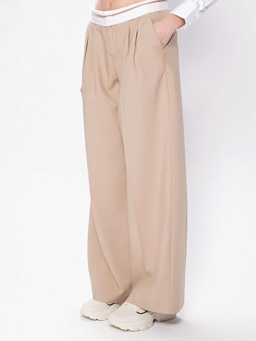 Buy Cover Story Brown Regular Fit High Rise Embellished Trousers for  Women's Online @ Tata CLiQ