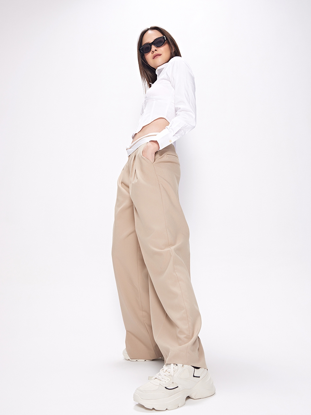 MIRELLE high rise wide leg women's trousers with glitter | JOSH V |  Official online shop