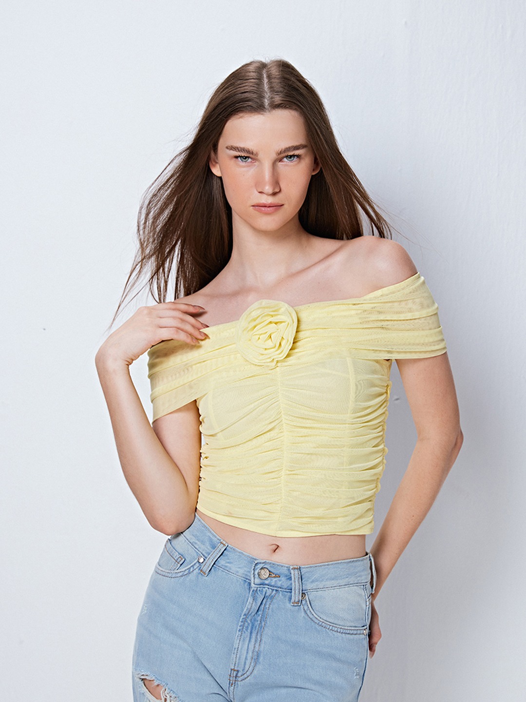 Off shoulder Yellow top