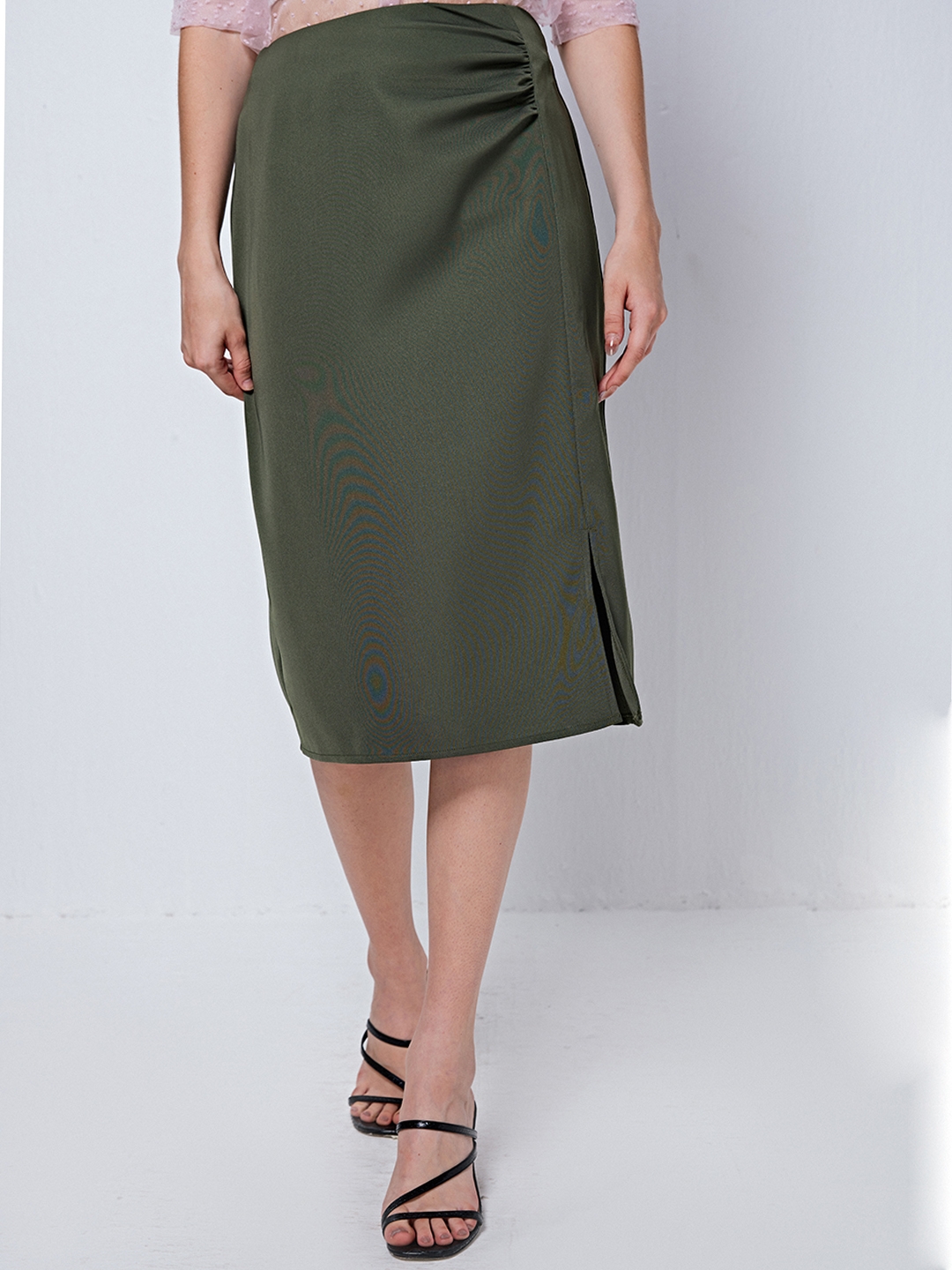 Buy SHOW OFF Womens Olive Solid Polyester Pencil Skirt Online at Best  Prices in India  JioMart