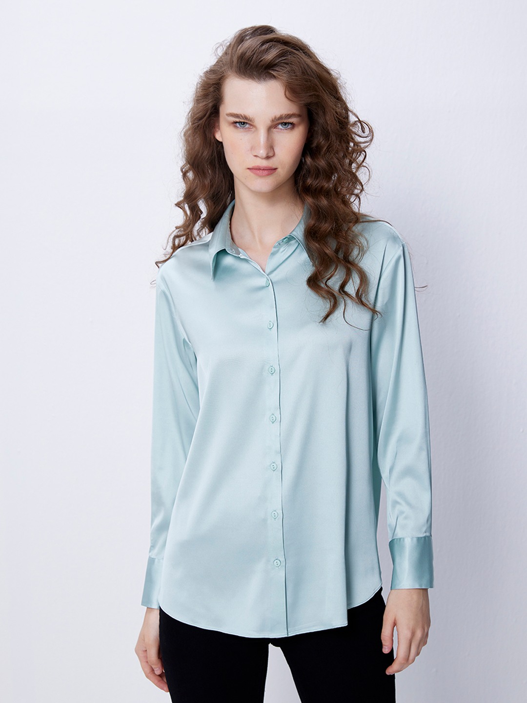 Mint Satin Regular Shirt