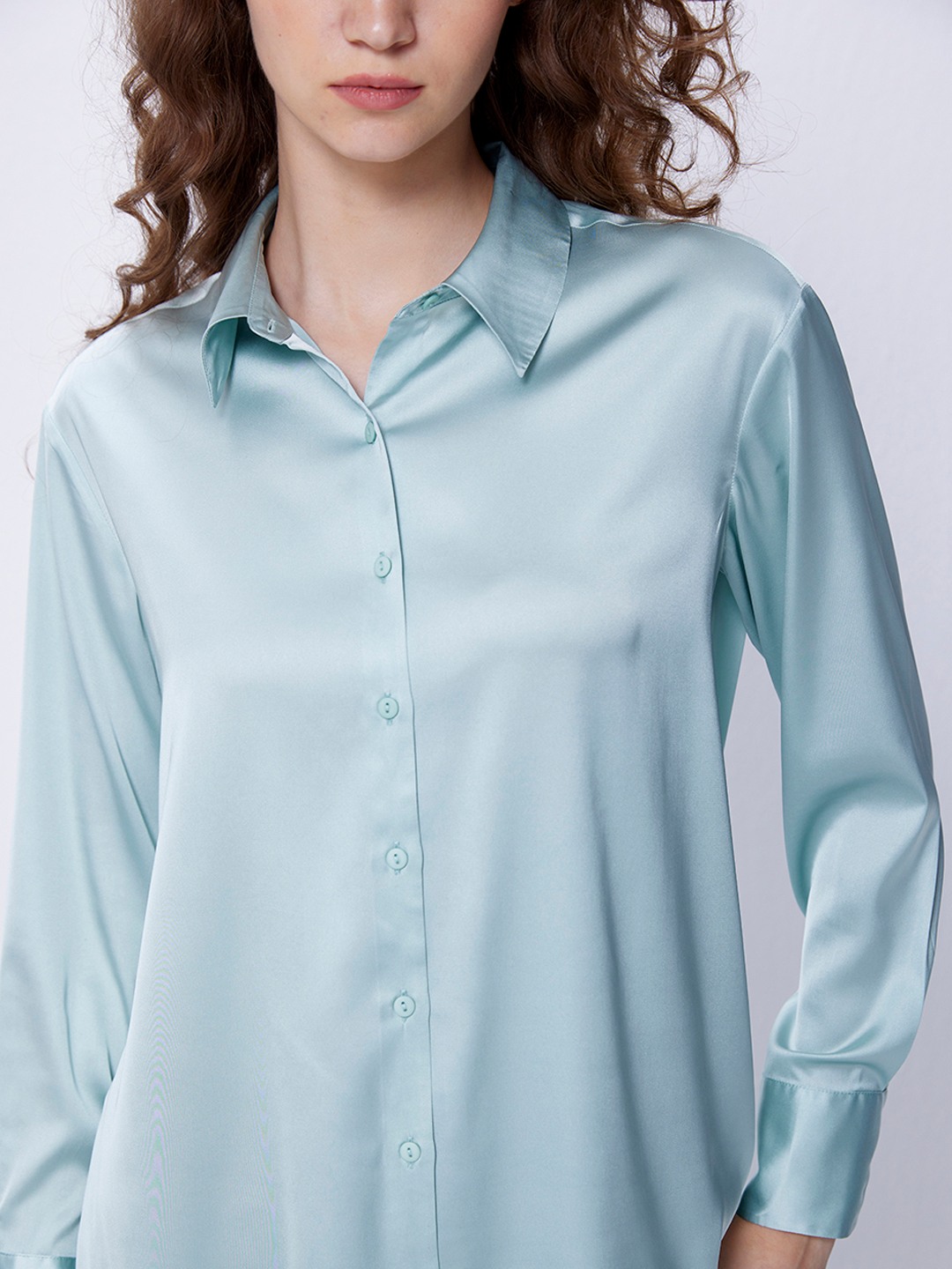 Mint Satin Regular Shirt