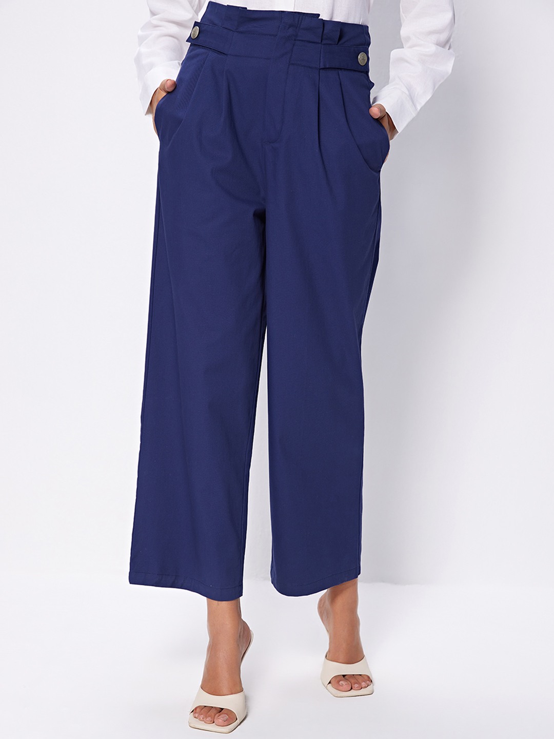 COS Relaxed Paperbag Trousers in Navy | Endource