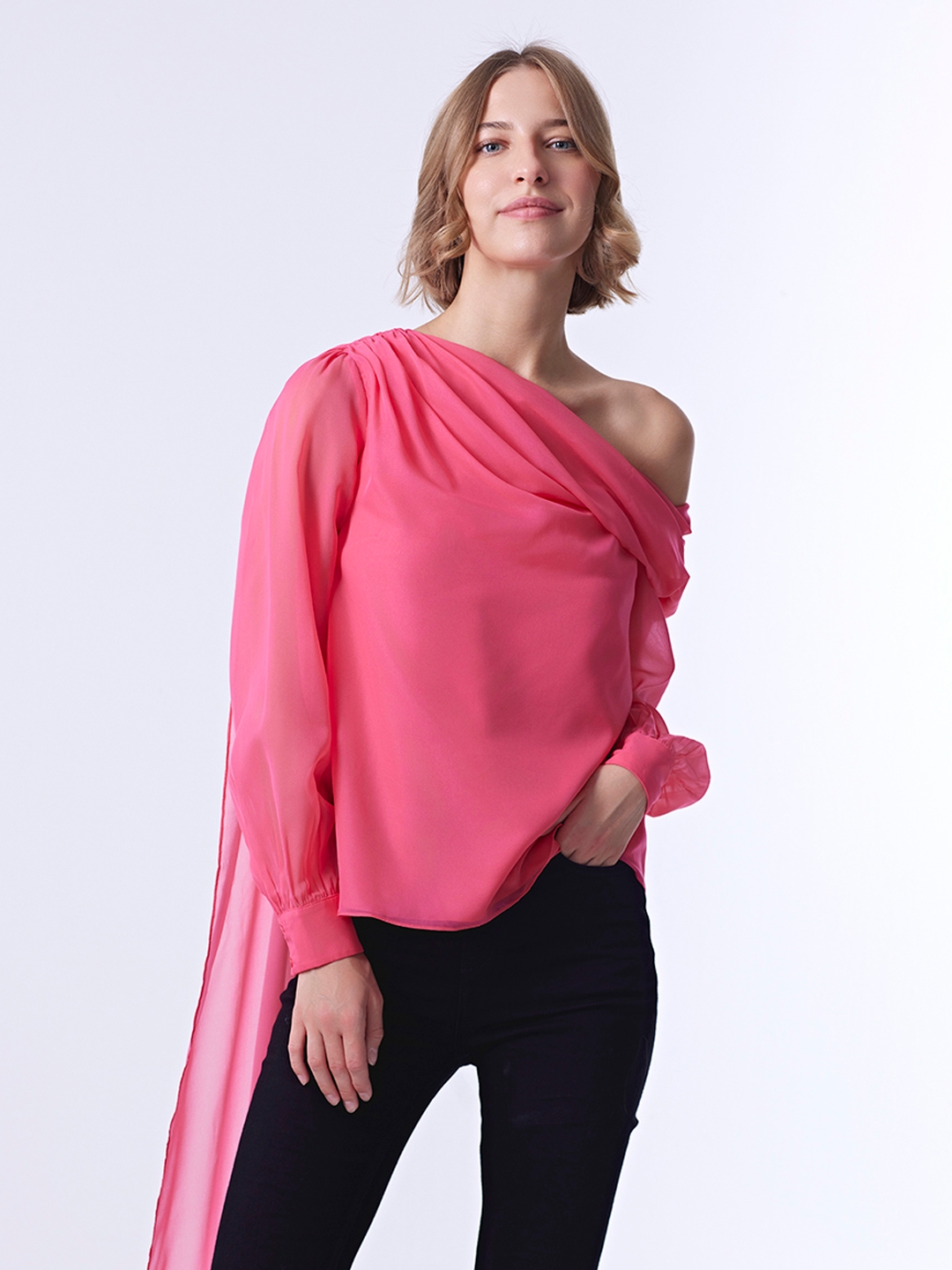 Cover Story | Pink one shoulder top
