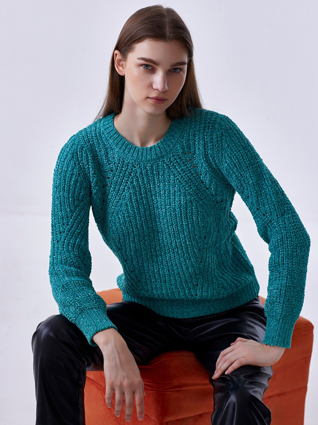 Chenille green sweater clearance