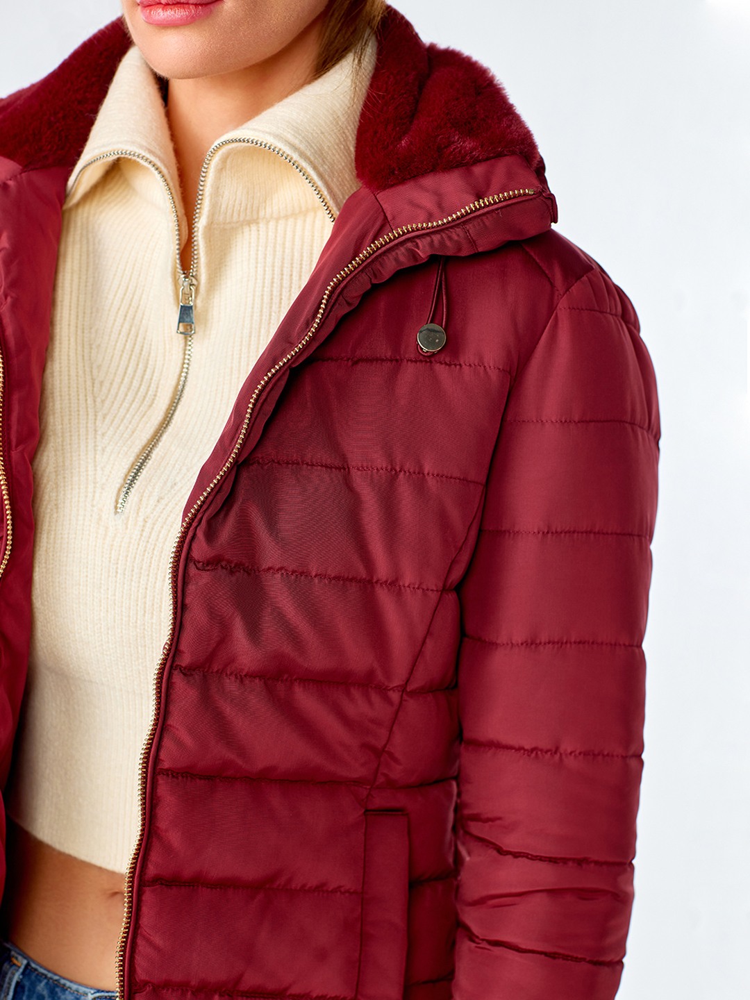Wine Puffer Coat - Alyssa main image 1