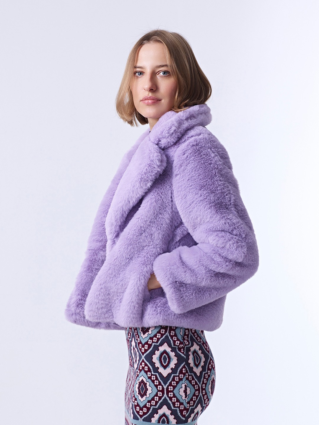 Coloured fur jacket online