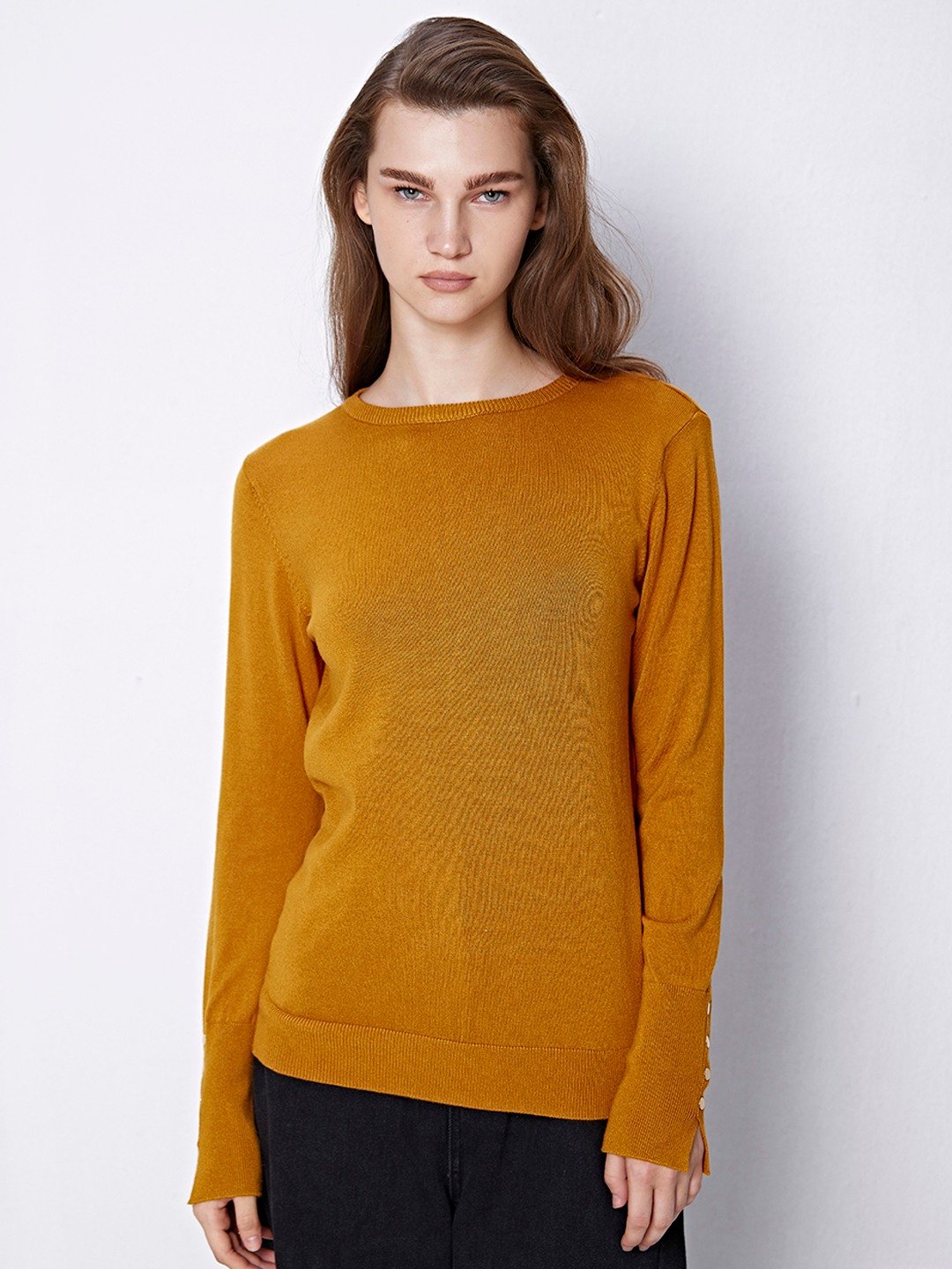 Mustard crew neck jumper top