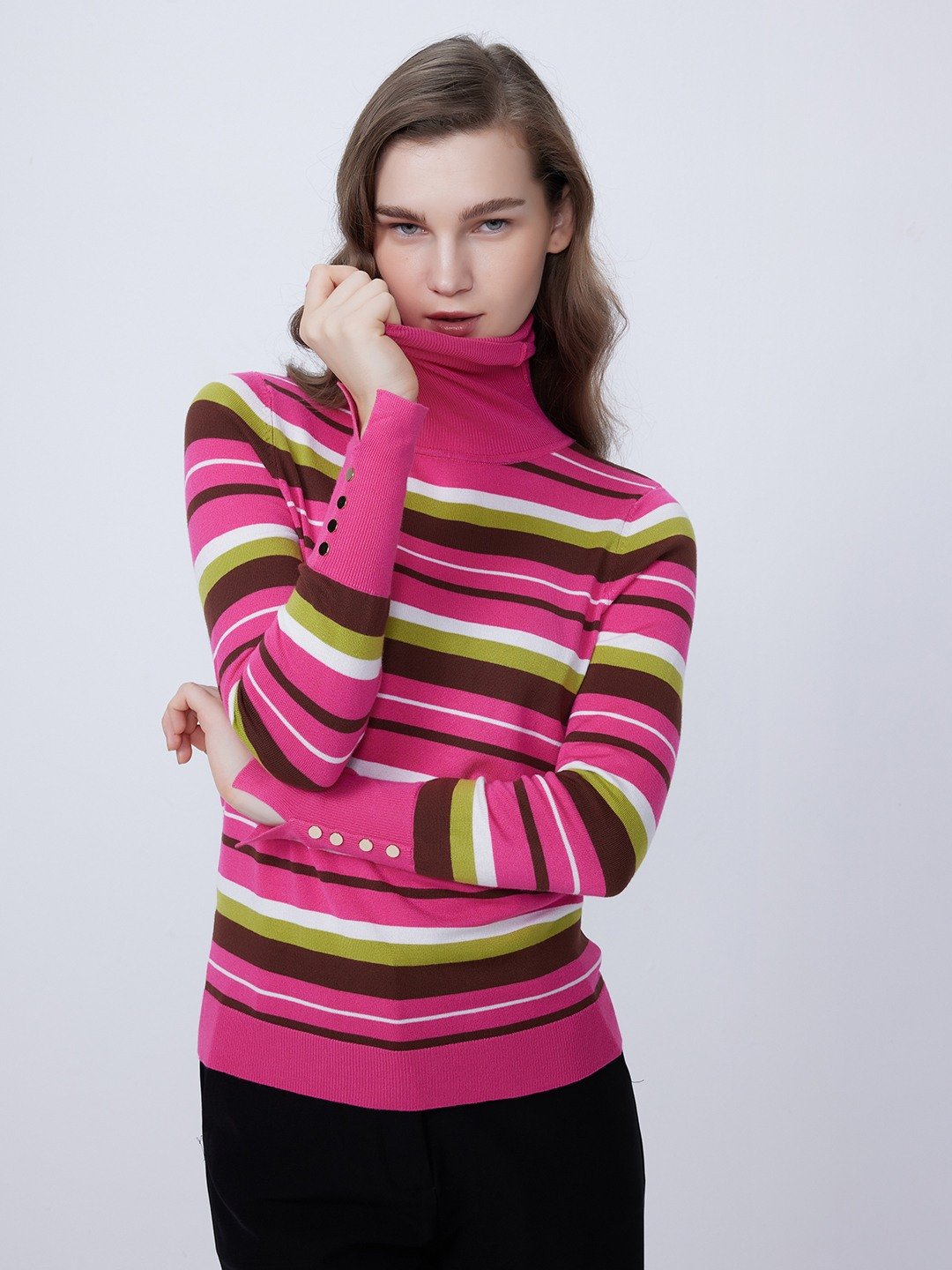 Pink striped deals turtleneck