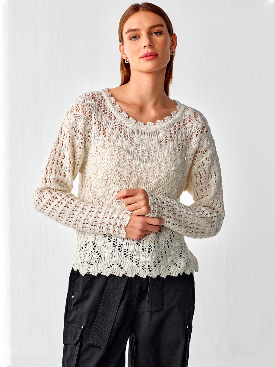 white sweater high neck