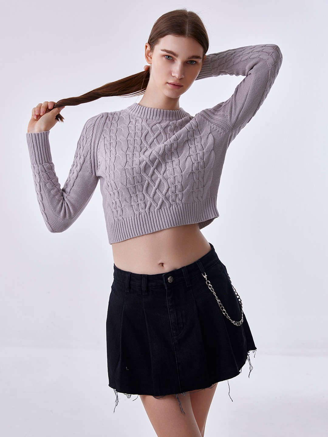 Grey crop cheap top jumper