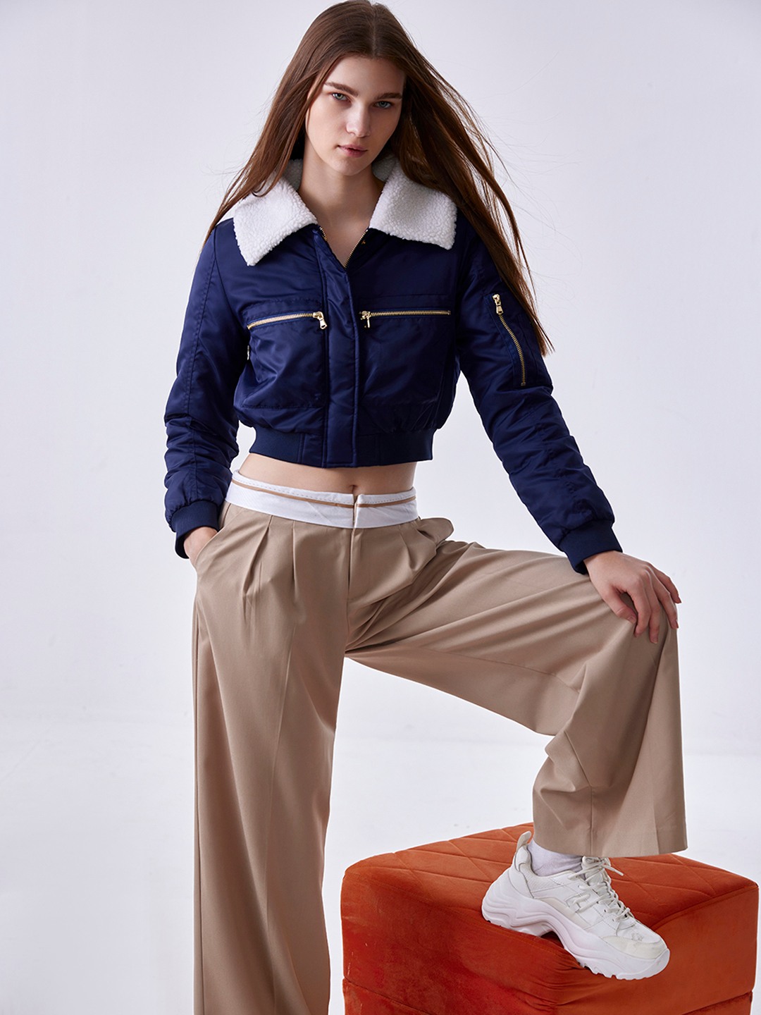 Blue hotsell cropped jacket