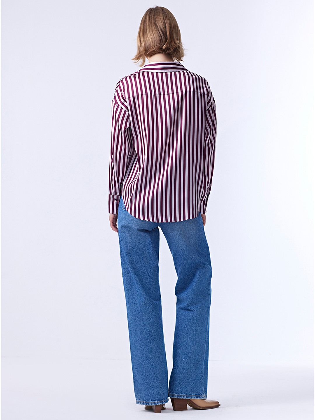 Minnie Rib-knit Blouse - Blackberry Wine Stripe