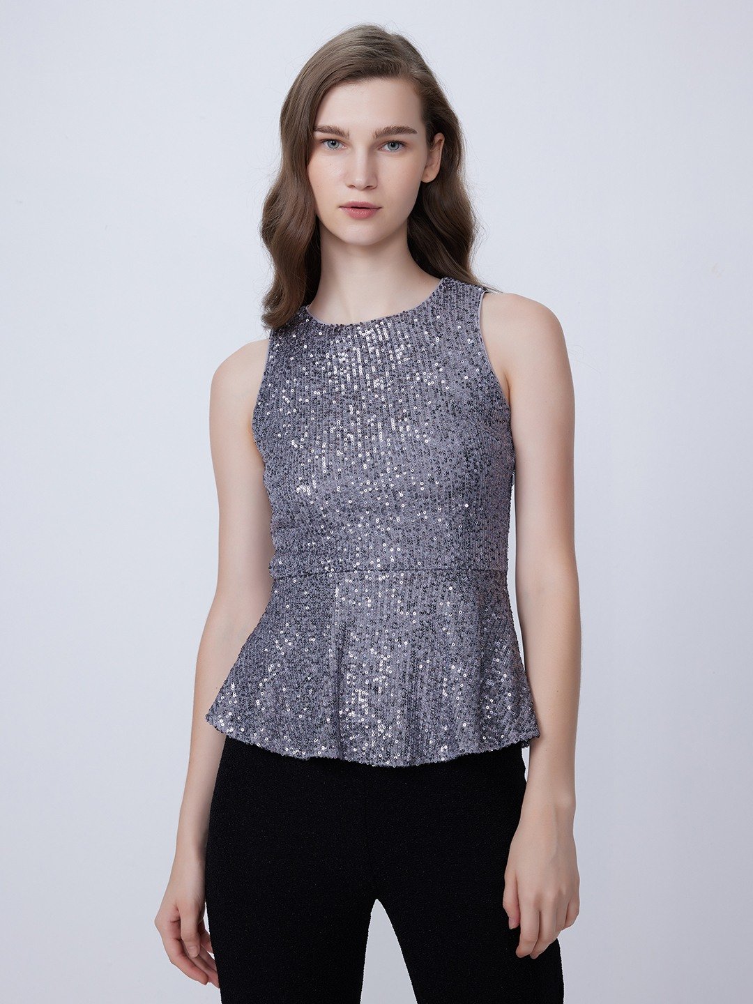 Grey peplum top on sale