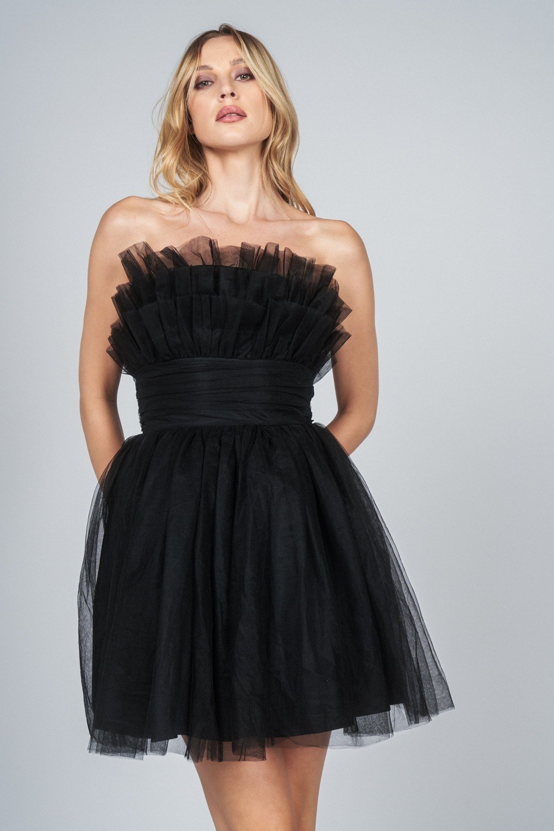 Black bandeau outlet skater dress