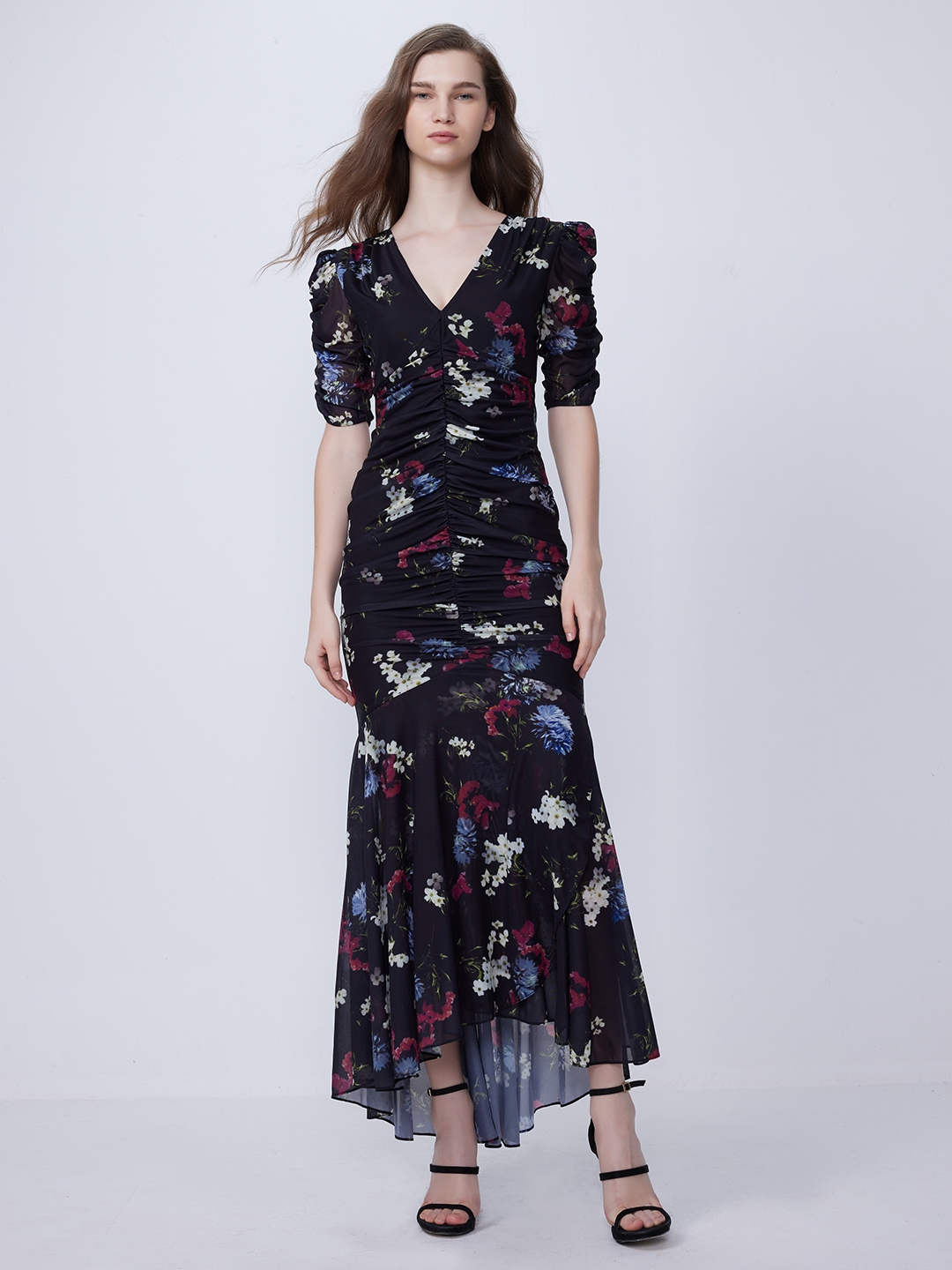 Black Floral-print silk-chiffon maxi dress | Erdem | MATCHES UK